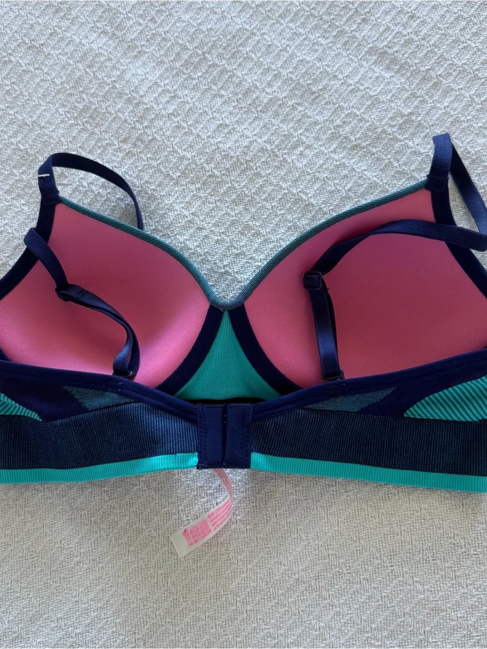 New PINK Victoria's Secret Teal & Navy Logo Padded Seamless Bra